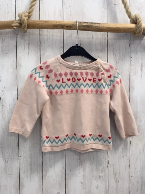 H&M  Pullover  Gr. 86  rosa mint türkis rot rosa mint Muster Strick