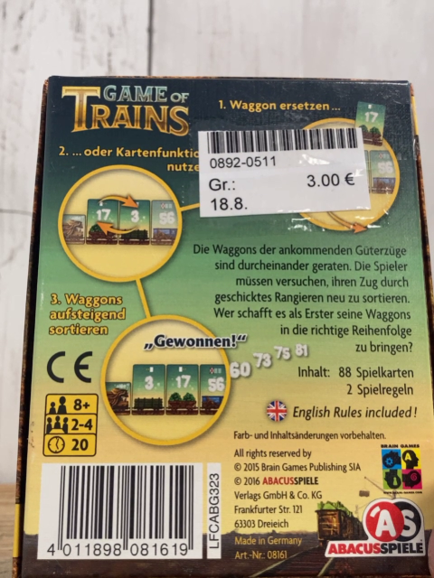  Kartenspiel The Game of Trains
