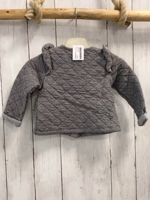 Petit Bateau  Sweatjacke  Gr. 80  grau hellgrau kariert Rauten goldene Knöpfe 