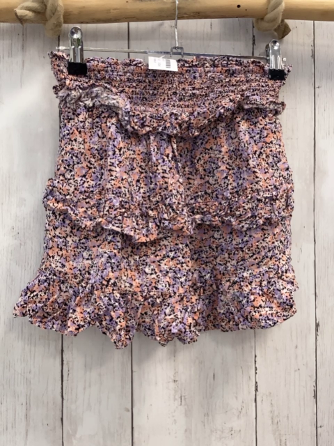 Name it  Rock Gr. 122  schwarz lack lavendel Druck Rüschen Gummizugbund 