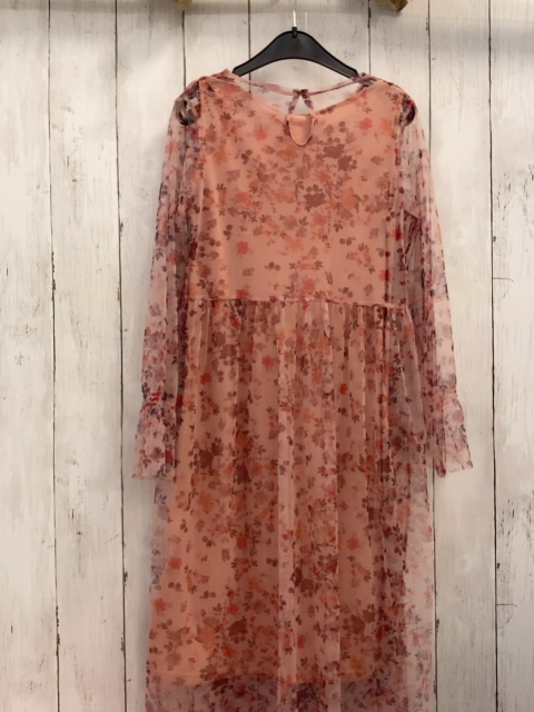 Zara  Kleid  Gr. 128  lachs Tüllüberkleid mit Blumen 