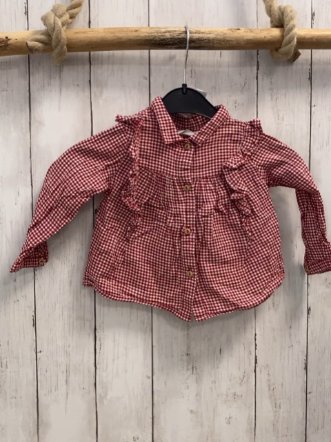 Zara  Bluse  Gr. 86  rot weiß kariert Rüschen 