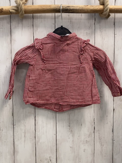 Zara  Bluse  Gr. 86  rot weiß kariert Rüschen 