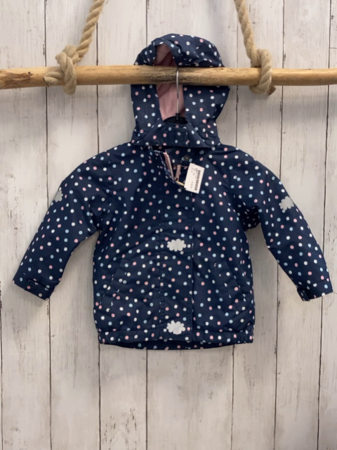   Regenjacke  Gr. 80  blau bunte Punkte silber Wolken rosa Fleecefutter 