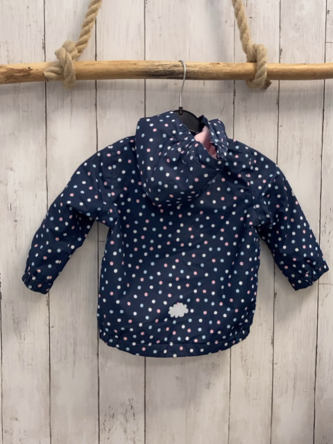   Regenjacke  Gr. 80  blau bunte Punkte silber Wolken rosa Fleecefutter 