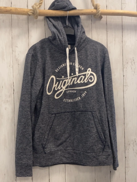 Jack & Jones  Pullover Gr. L grau meliert Kapuze weiße Schrift 