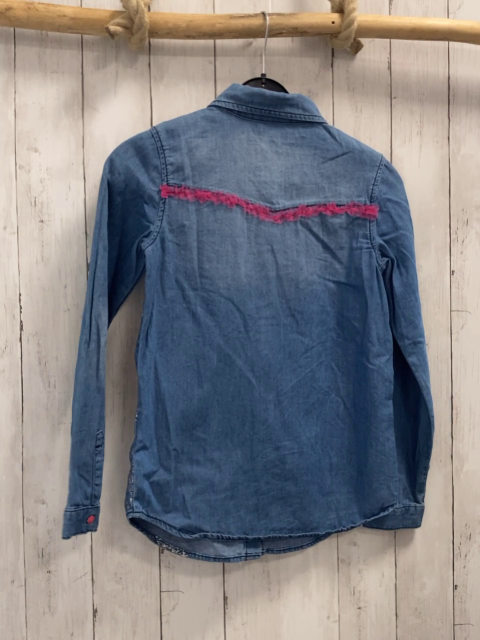 Desigual  Bluse Gr. 146/152  blau jeans Pailettenherzen silber Druck 