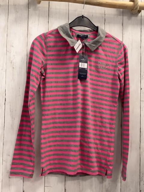 neu Tommy Hilfiger Langarmshirt Gr. 176  grau pink gestreift