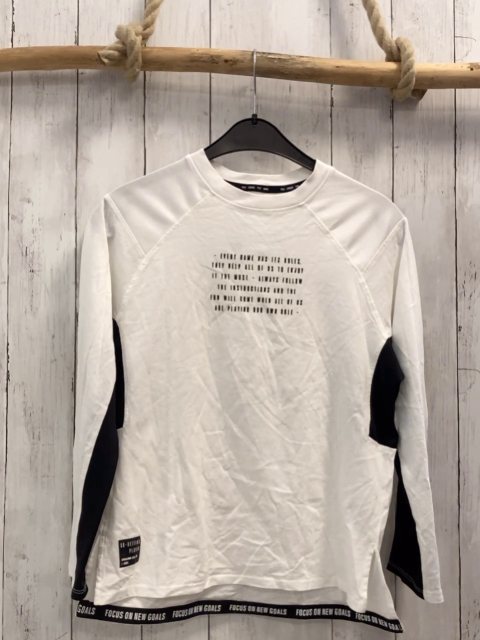 zara Langarmshirt Gr. 140   weiß schwarze Schrift