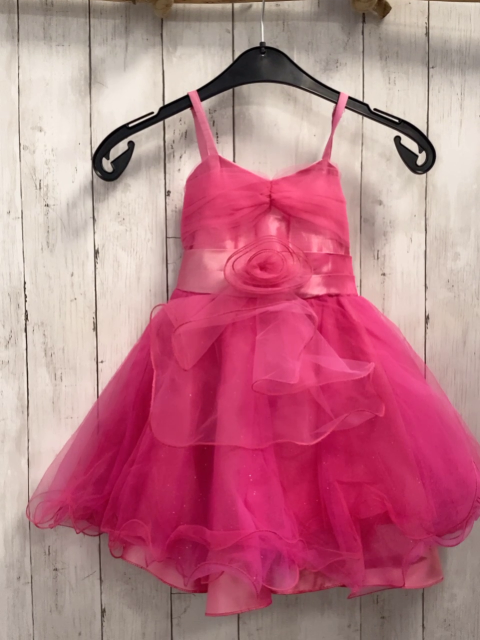   Kleid  Gr. 104  pink Tüll breites Gürtelband mit Rosette 