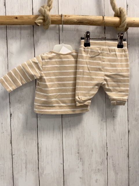 2tlg H&M  Langarmshirt + Leggings  Gr. 50  beige weiße Streifen 