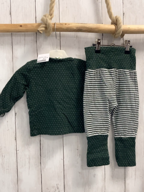2tlg Alana  Pullover + Jogginghose  Gr. 68  grün weiße Punkte + grün weiße Streifen 