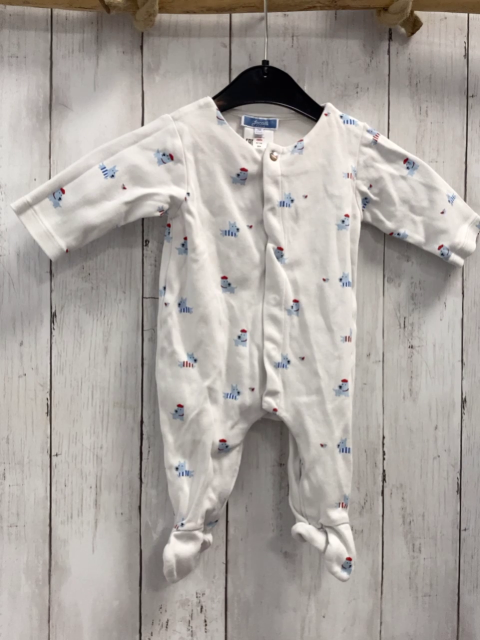 Jacadi  Schlafanzug  Gr. 62  weiß hellblau bunte Hunde 