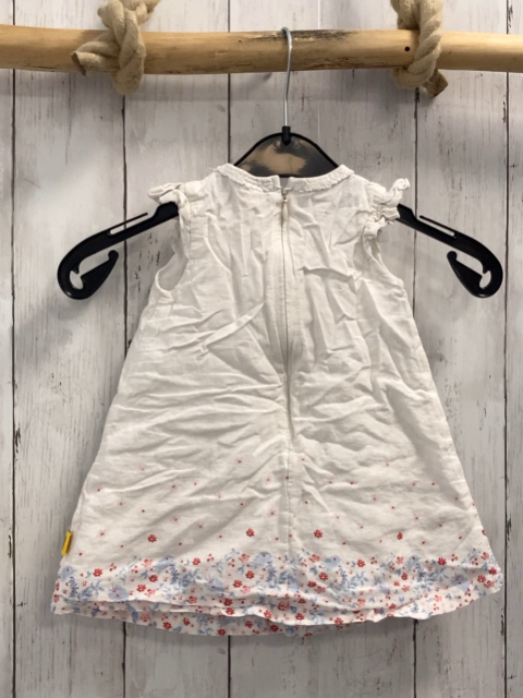 Steiff  Kleid  Gr. 68  weiß hellblaue Federn rote Blumen