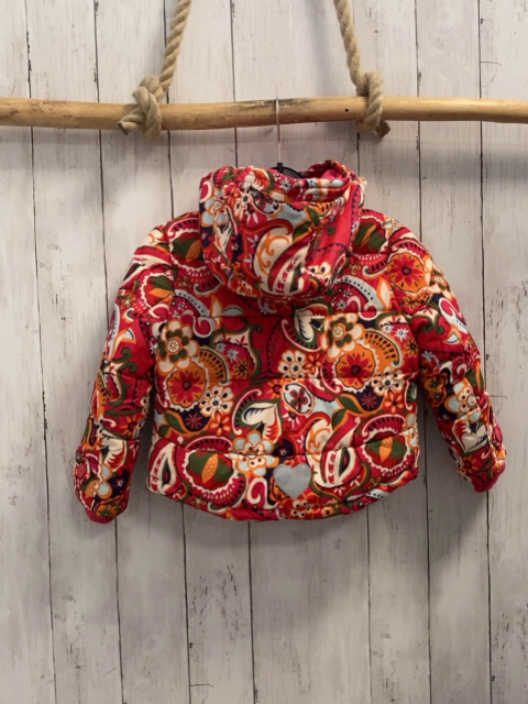 H&M  Winterjacke  Gr. 92  rot bunte Blumen 