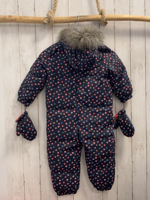 2tlg Steiff  Schneeoverall + Handschuhe  Gr. 98  blau bunte Punkte 