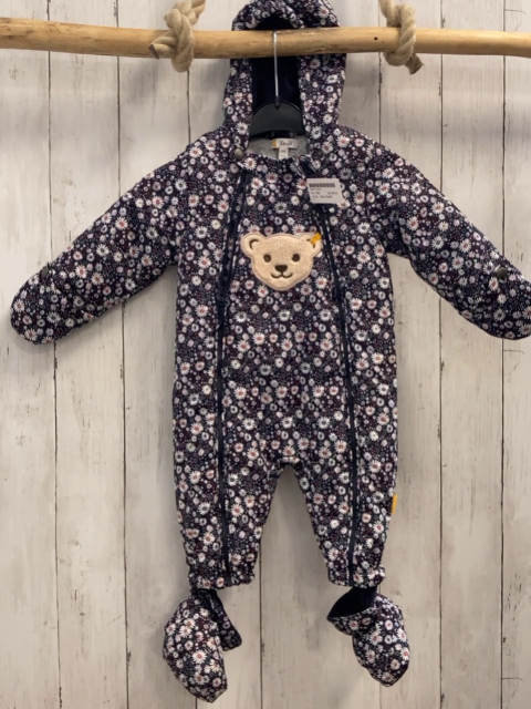 2tlg Steiff  Schneeoverall + Schuhe  Gr. 68 blau Blumen 