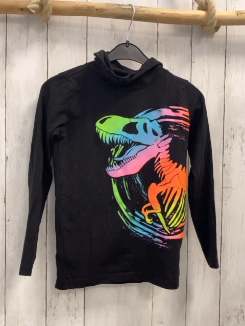  Langarmshirt Gr. 128  schwarz großer Kragen buntes Dinoskelett