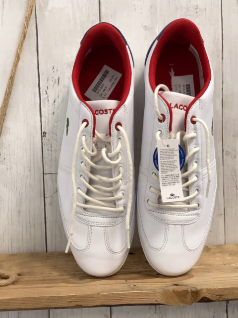 Lacoste neu Schuhe Gr. 44,5  weiß blau innen rot