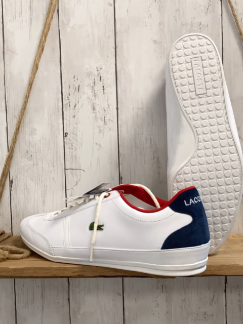 Lacoste neu Schuhe Gr. 44,5  weiß blau innen rot