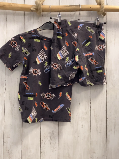 2tlg  T-Shirt + Shorts  Gr. 122  grau Rennwagen 