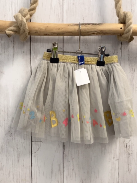   Rock Gr. 74  grau Tüll mit kleinen Bildern goldener Glitzerbund 