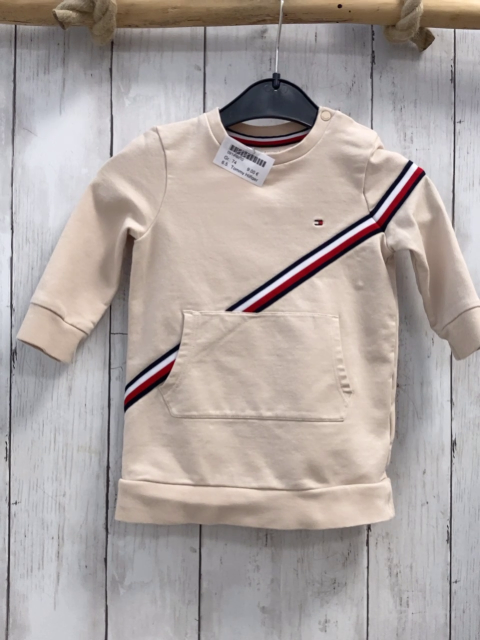 Tommy Hilfiger  Kleid  Gr. 74  beige + schwarz rot weiße Streifen 