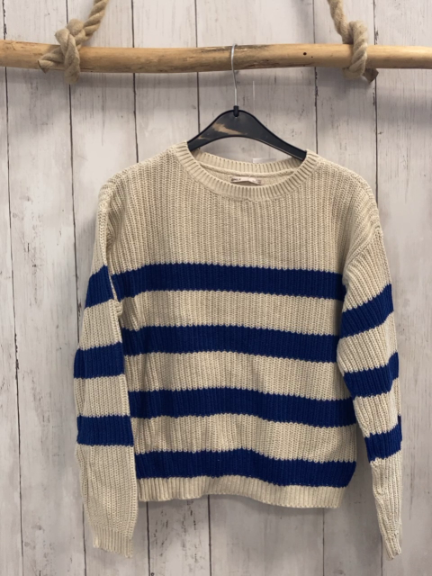 Only  Pullover  Gr. 134/140  beige blaue Streifen Strick 
