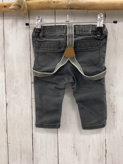 H&M Hose  Gr. 68  grau Jeans Bund verstellbar  mit Hosenträgern 