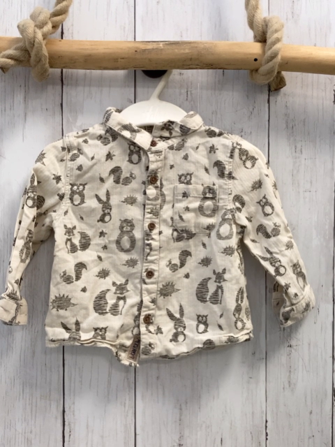 Zara Hemd  Gr. 68  creme graue Tiere 