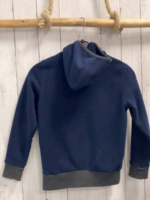   Fleecejacke  Gr. 134/140  blau grauer Bund Kapuze 