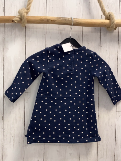   Kleid  Gr. 80  blau weiße Punkte Pferd Hund GLitzerblumen