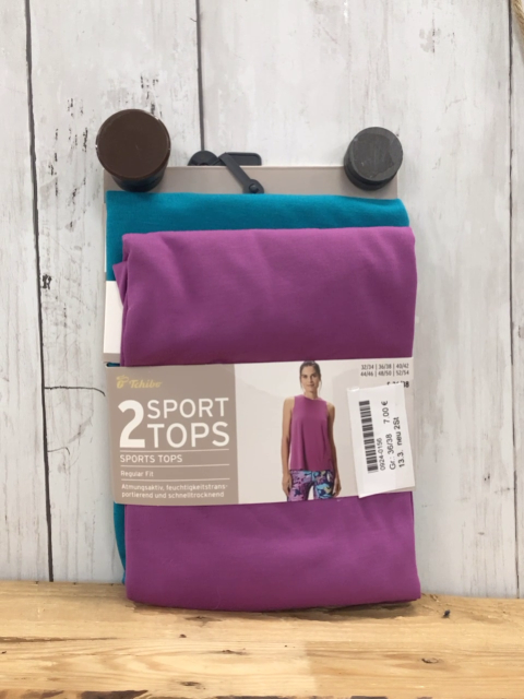 neu 2 Sporttops  Gr. 36/38  pflaume / türkis 