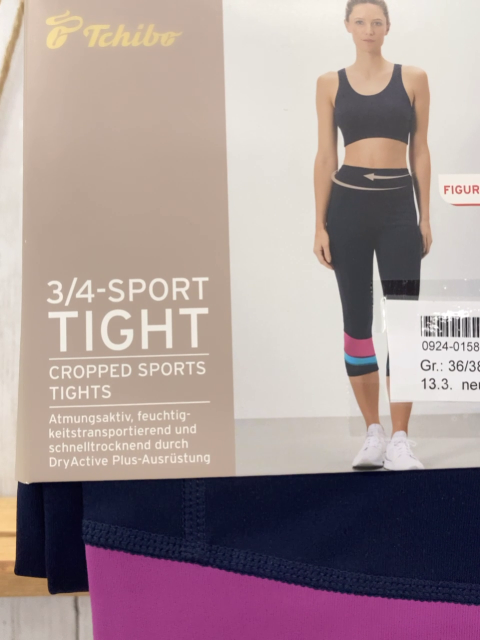 neu  Sportleggings  Gr. 36/38   blau + pflaume türkis Streifen 