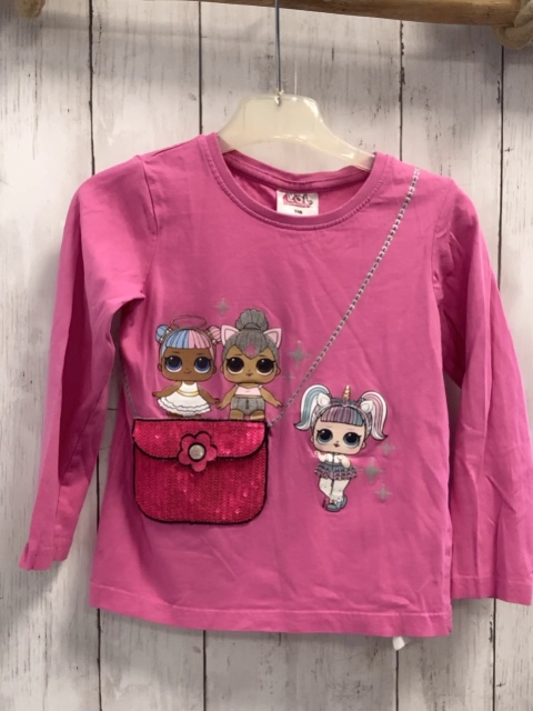 LOL Langarmshirt  Gr. 110  rosa Mädchen Pailettentasche 