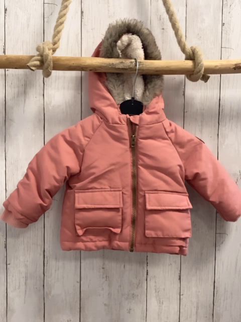 Orsolino  Winterjacke  Gr. 68  lachs Kapuze mit Fellbund weißes Plüschfutter 