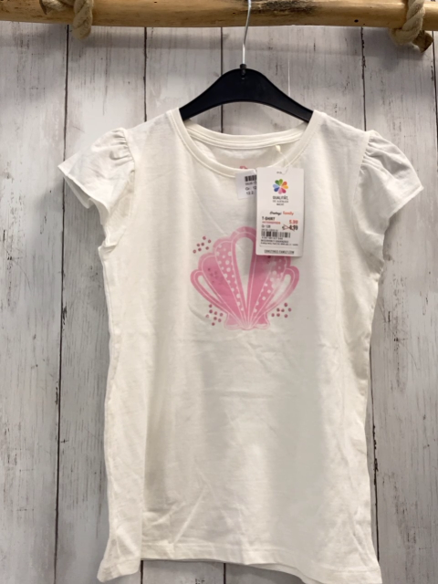 neu  T-Shirt  Gr. 128  weiß rosa Muschel mit Steinen 