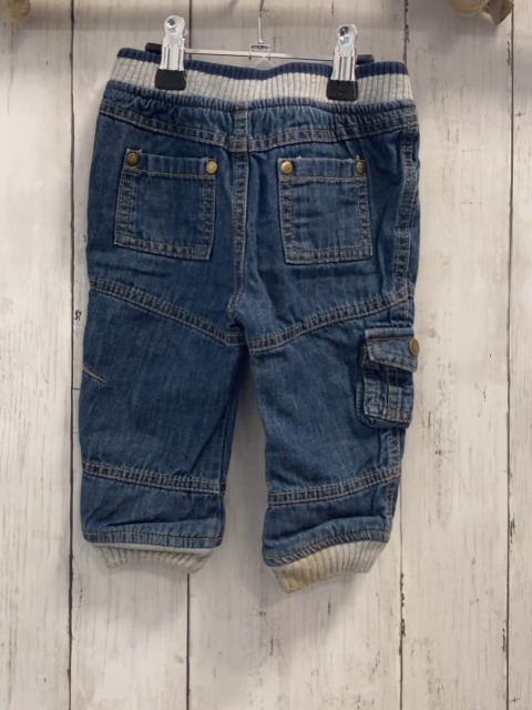 F&F  Hose  Gr. 74  blau Jeans gefüttert grau blauer Strickbund mit grauer Kordel 
