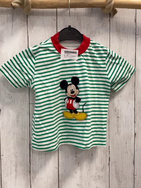   T-Shirt Gr. 92  grün weiße Streifen Micky Mouse roter Bund 