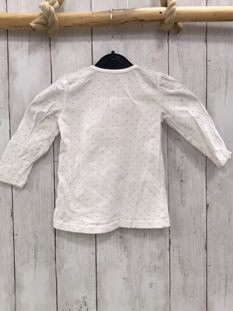   Langarmshirt  Gr. 80  weiß Rek rosa Punkte silber Glitzerschrift 