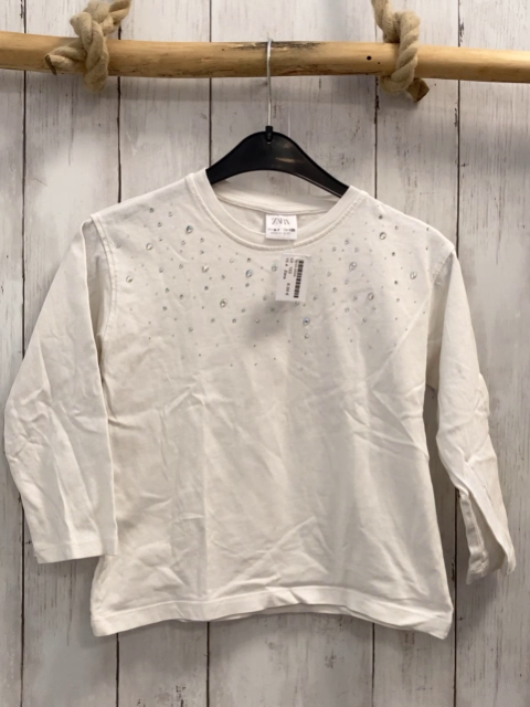 Zara  Langarmshirt  Gr. 122  weiß silber Steine 