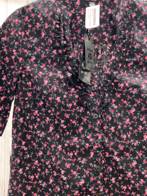 neu  Longbluse  Gr. 158/164  schwarz rot rosa Blumen 