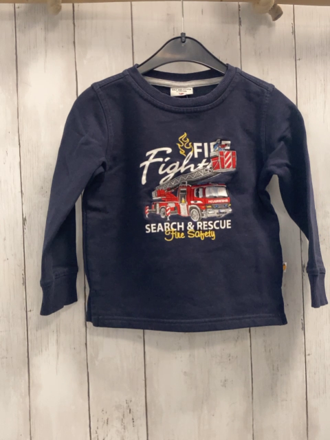 Salt & Pepper Pullover Gr. 92  blau Feuerwehrleiterwagen