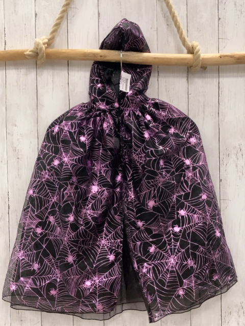 H&M  Karnevalkostüm  Gr. 104/128  schwarzer Umhang mit rosa Spinnen + Spinnennetz 