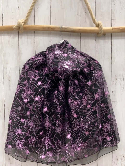 H&M  Karnevalkostüm  Gr. 104/128  schwarzer Umhang mit rosa Spinnen + Spinnennetz 