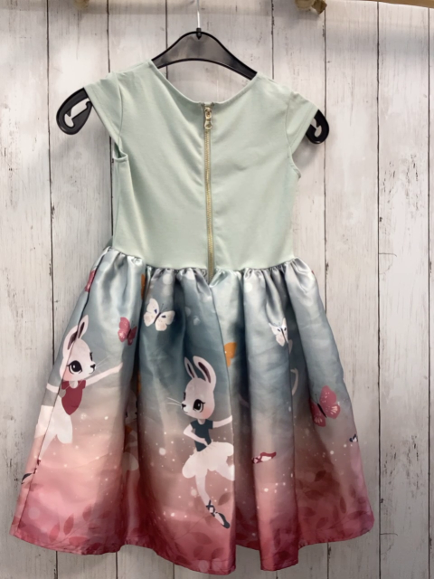 H&M  Kleid  Gr. 122  mint Oberteil mint altrosa Rock mit Hasen große Schleife Unterrock