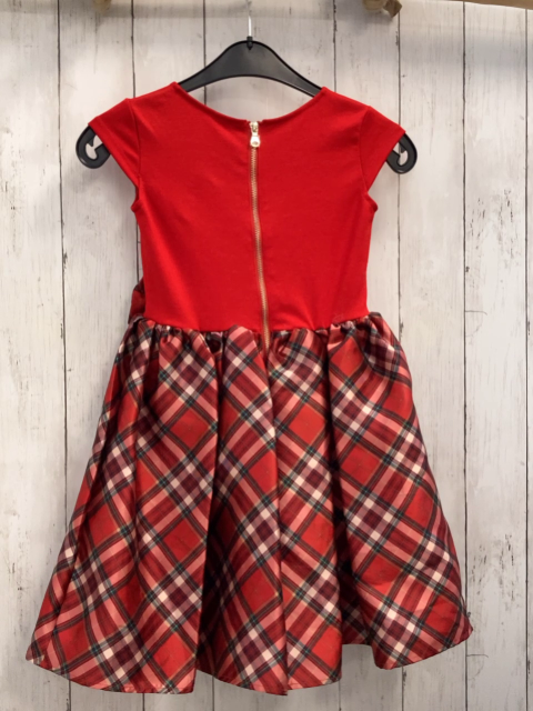 H&M  Kleid  Gr. 122  rotes Oberteil rot grün beige weiß karierter Rock mit Unterrock 