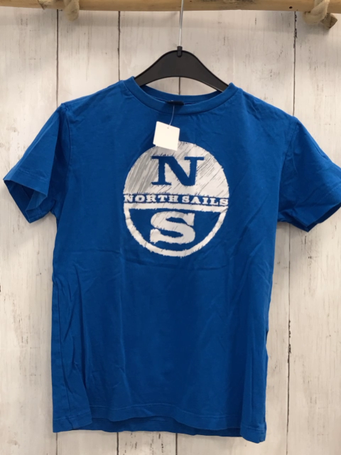 North Sails  T-Shirt  Gr. 140  blau weiß grauer Kreis mit Schrift 
