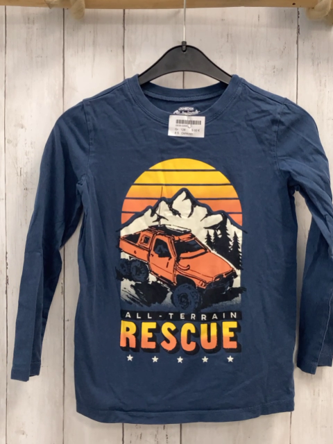 Oshkosh  Langarmshirt  Gr. 128  blau oranger Jeep Berge Sonne chrift 