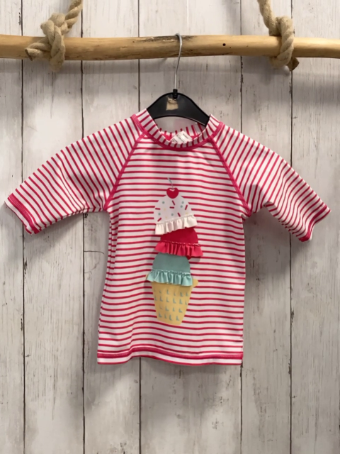   UV-Schutzshirt  Gr. 98  weiß pink Streifen Törtchen 